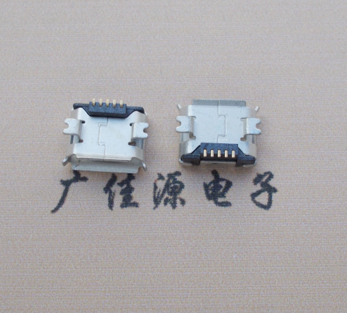 大连Micro USB 5PIN接口,B型垫高0.9mm鱼叉脚贴片雾锡卷边
